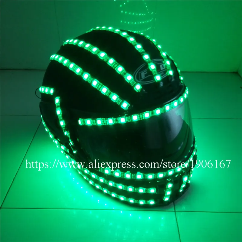 Colorful LED Luminous Robot Helmet RGB Led Growing Flashing  Halloween Christmas Headwear For Party Dancing Bar DJ02