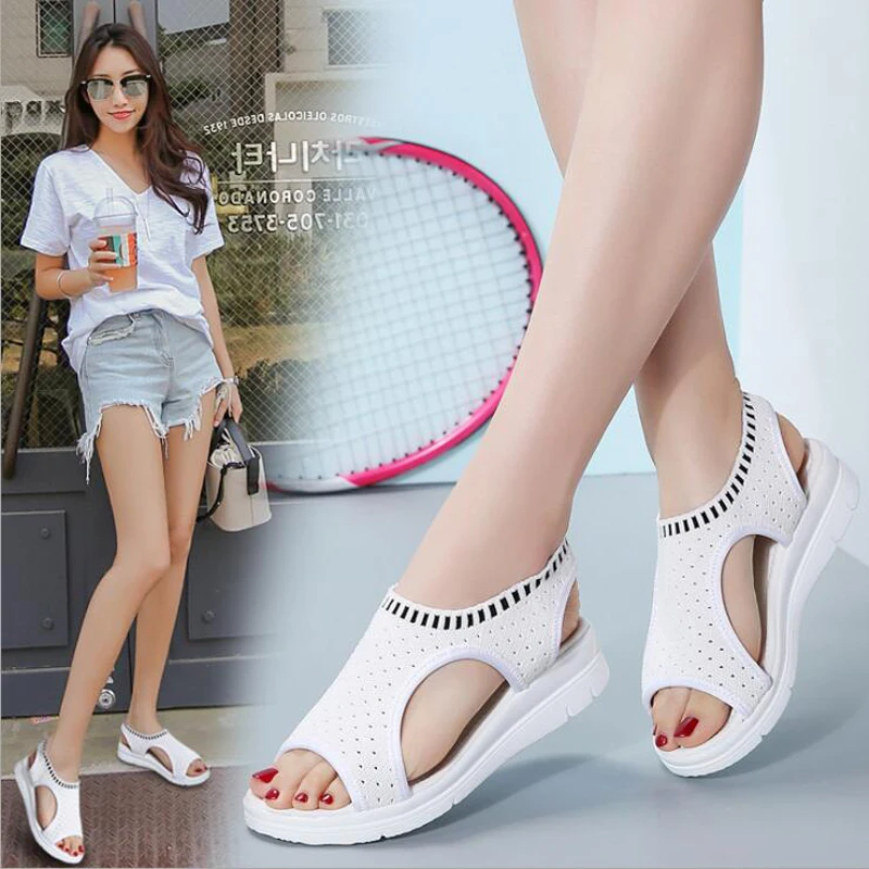 

BJYL women sandals 2019 sandalias de verano para mujer Breathable flat shoes womens fashion versatile fly weave wedges high heel