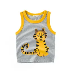 MAINEOUTH От 1 до 9 лет 100% хлопковая летняя футболка для маленьких мальчиков Тигр футболка без рукавов жилет одежда для малышей футболка