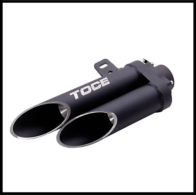 

High quality Universal Motorcycle Double Exhaust Muffler Pipe Case black toce z800 bn300 zx10r R1 R3 NINJIA250 CB400