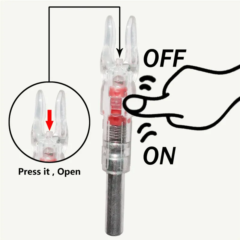 3/6 шт. стрельба из лука полностью автоматически освещенная стрелка носовой тетива активация не требуется никаких приспособлений светодиодный стрелки носки для ID6.2mm стрелка