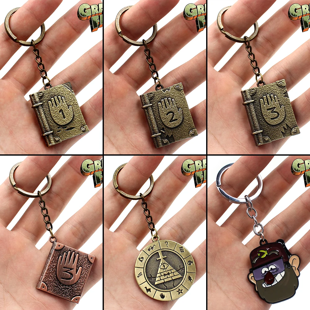 Gravity Falls Bill Cipher Logo Metal Pendant Keychain Cosplay Keyrings Ornament