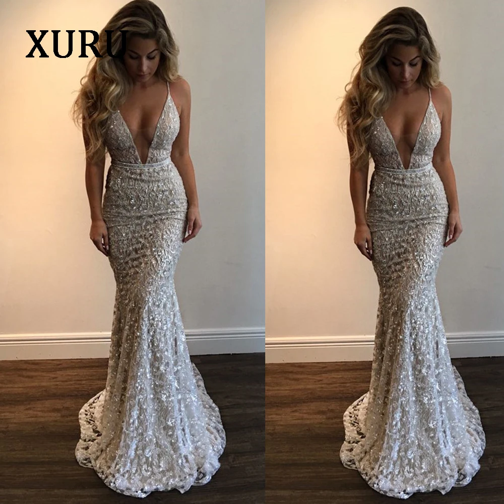 XURU Новое весеннее женское кружевное платье Сексуальное Белое длинное платье с v-образным вырезом богемное платье русалки