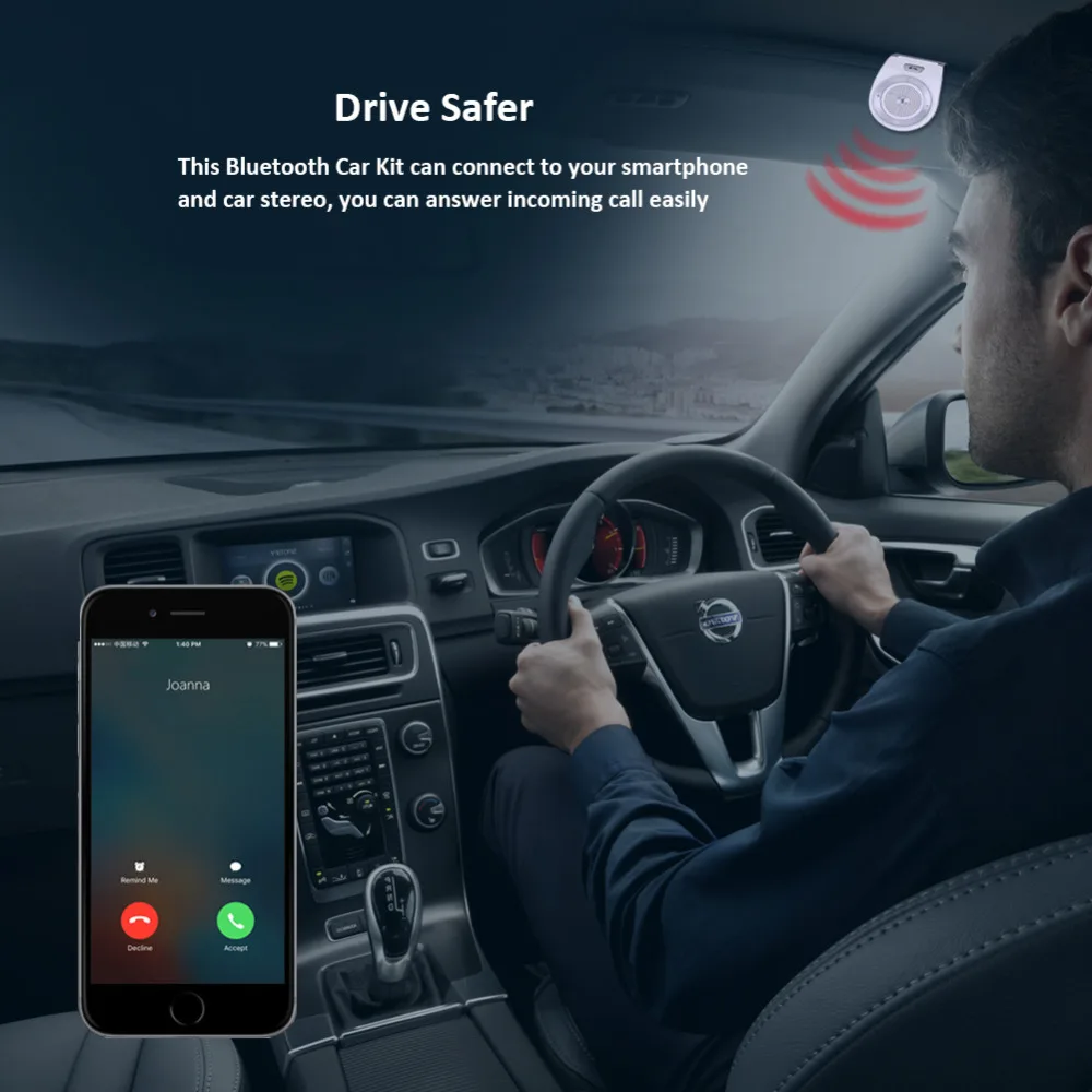 2017 автомобиля bluetooth комплект t821 громкой связи Динамик телефон Поддержка Bluetooth 4.1 +