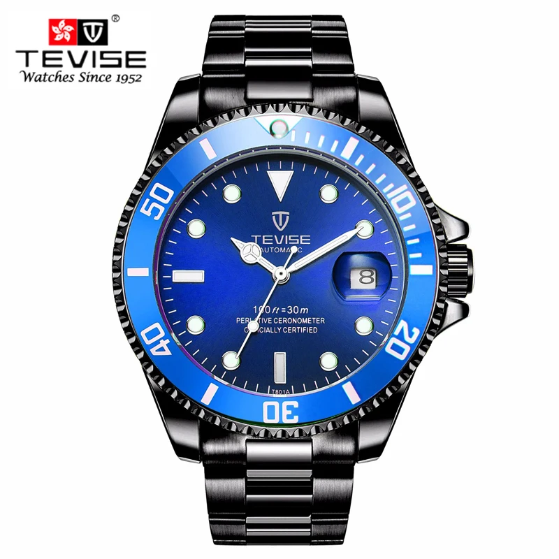 Tevise автоматические механические часы Для мужчин Relogio automatico masculino