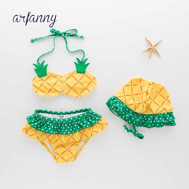 Пеутер Baby Meisje Ananas Badmode Badpak наряд с бикини Strand Kleding |