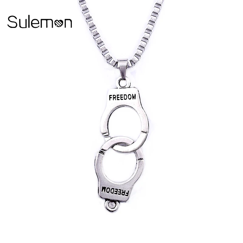 Handcuffs Stainless Steel Necklace Freedom Handcuff Pendant Necklace