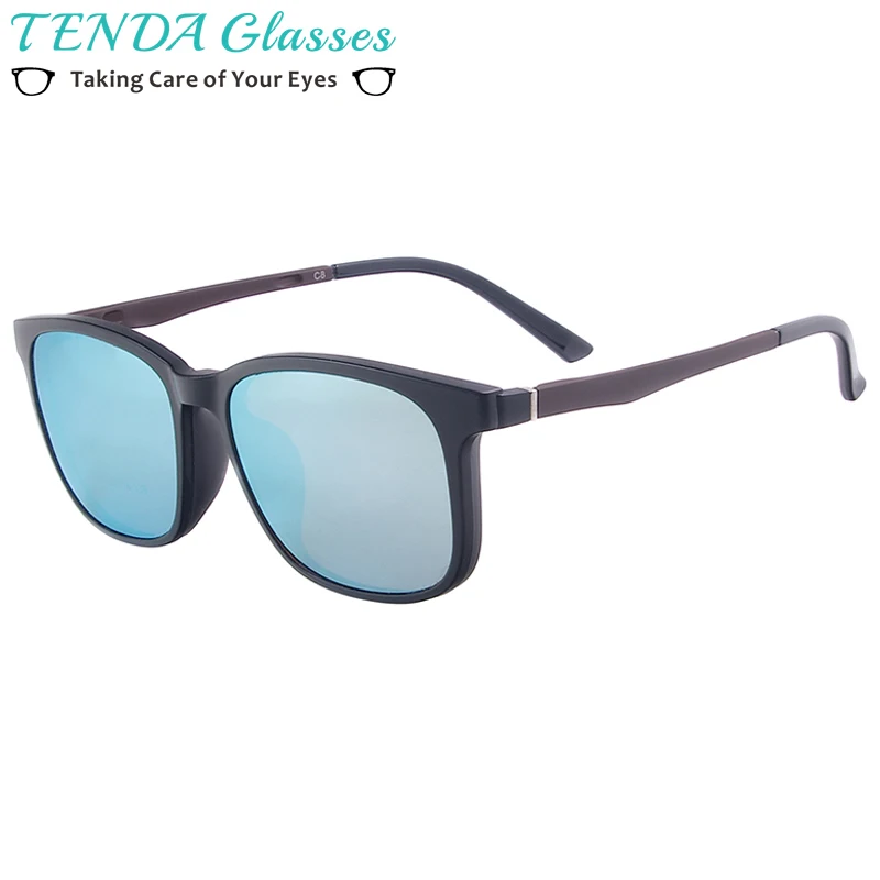 

Men TR90 Lightweight Full Rim Glasses Women Square Magnetic Polarized Clip On Sunglasses For Myopia Multifocal Lens