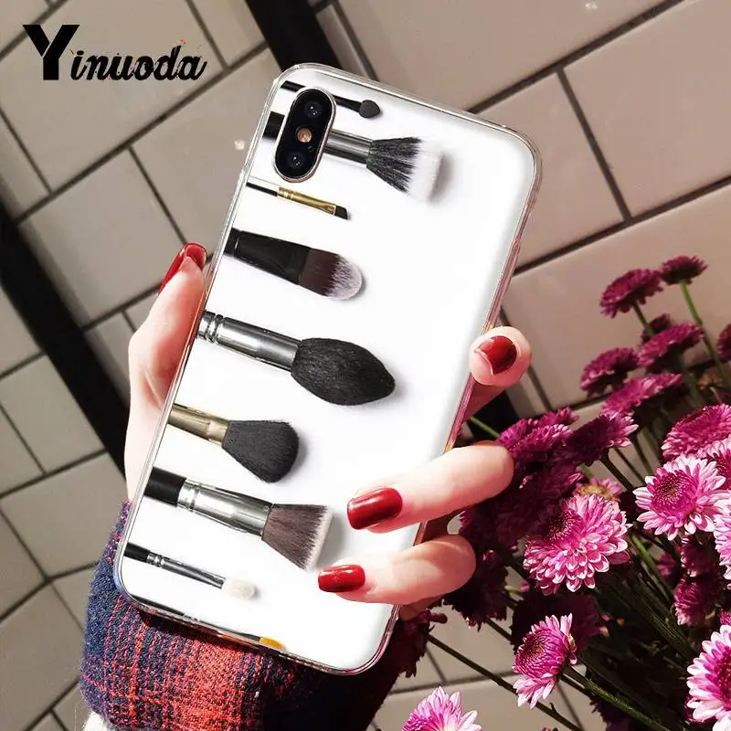 Yinuoda красивый чехол для телефона с кистью макияжа девочек iPhone X XS MAX 6 6S 7 7plus 8 8Plus 5 5S