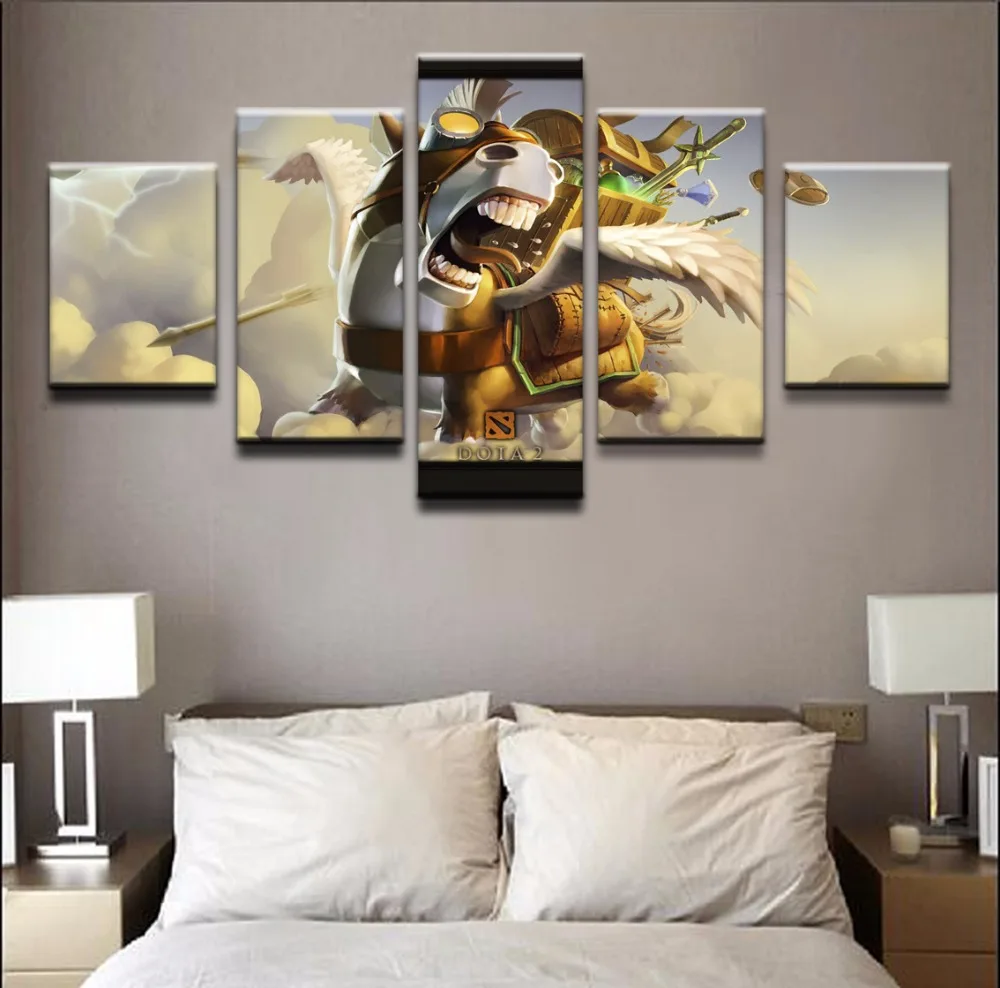  5 Pieces Canvas Game Poster Courier DotA 2 Horse Home Decor Painting Modern Canvas Printed Pictures