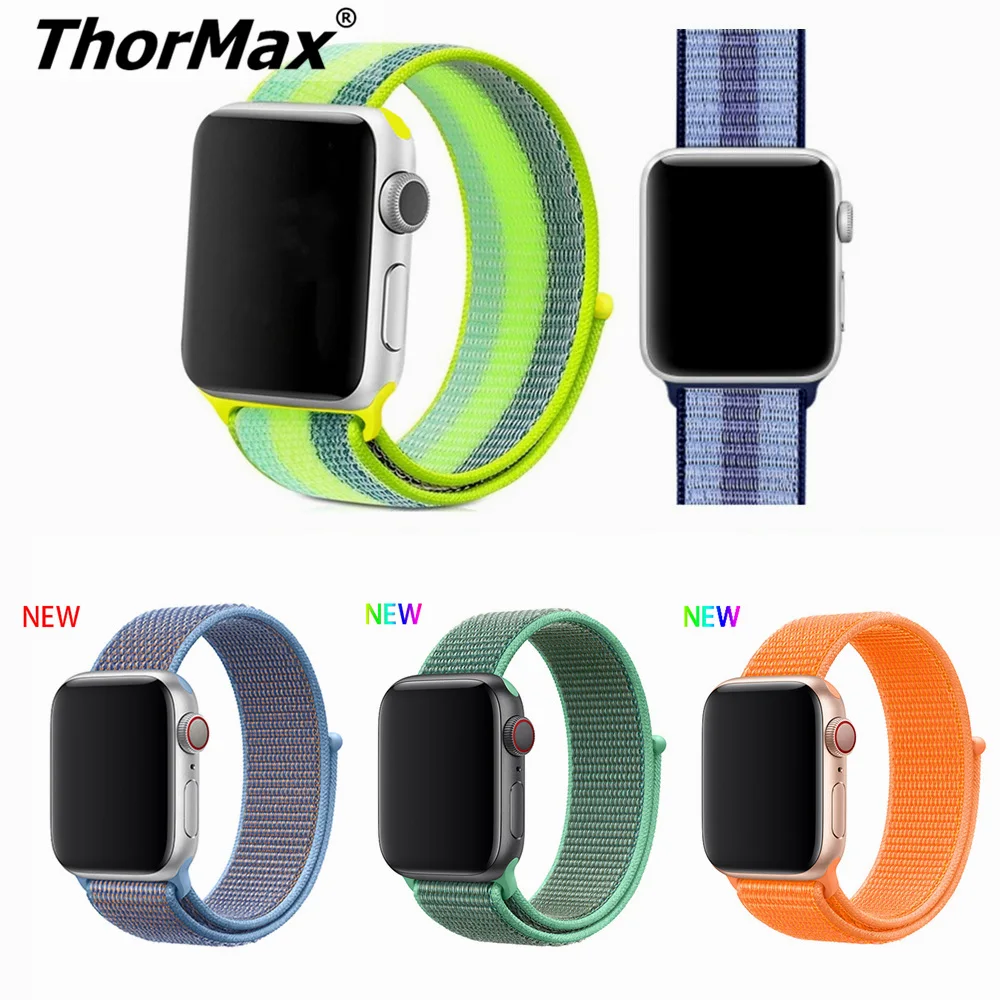 

Nylon Sport Loop Replacment Band Color Striped Lightweight Soft Woven Strap for Apple Watch Series 4/3/2/1 38mm 42mm 40mm 44mm