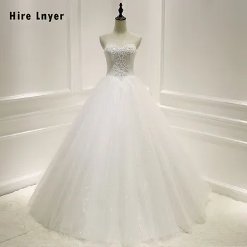 

HIRE LNYER New Arrive Gelinlik Shiny Sequins Skirt Beading Appliques Lace Wedding Gowns None Train Vestido Noiva Princesa