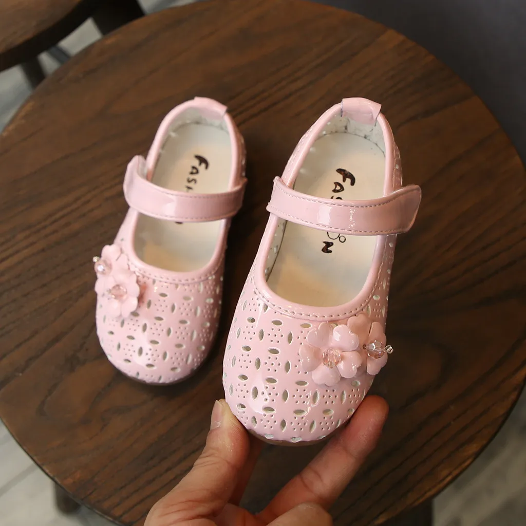 Sandales enfants младенческой Девочки сладкий цветок Кристалл выдалбливают обувь для принцессы сандалии sandalias детская обувь# E30