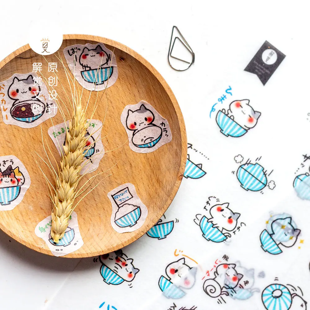 3 листов/pack Kawaii Кот в лук липкие этикетки чашки Тетрадь декоративные наклейки студент канцелярские подарок для детей