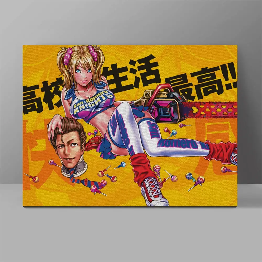 

Bloody Sexy Lolita Kill Zombie Wall Pictures Lollipop Chainsaw Canvas Painting Video Game Exclusive Living Room Hanging Painting
