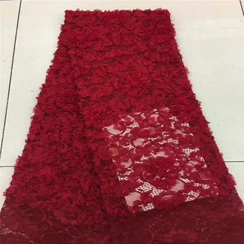 

Madison African Lace Fabric With Beaded Embroidered Wine color Nigerian Laces Fabric High Quality French Tulle Lace Fabric