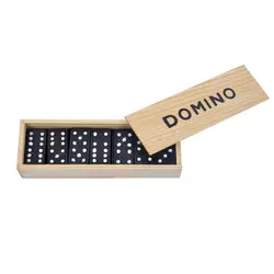 Ручной работы статья 28 шт./компл. деревянный черный Domino блоки с деревянной коробке развивающих игр Набор для детей Рождественский подарок