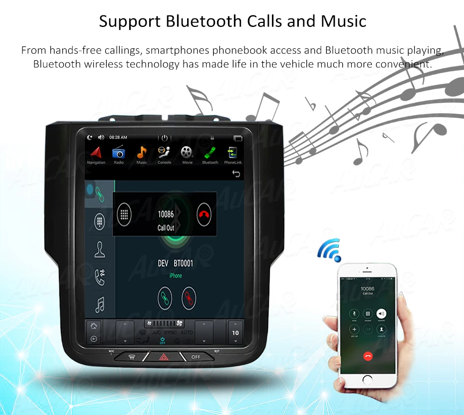 Sale Android 6.0 Tesla Style 10.4" Car DVD Player for Dodge RAM GPS System Audio 2014 - Bluetooth Radio WIFI 4G Vertical Stereo IPS 13
