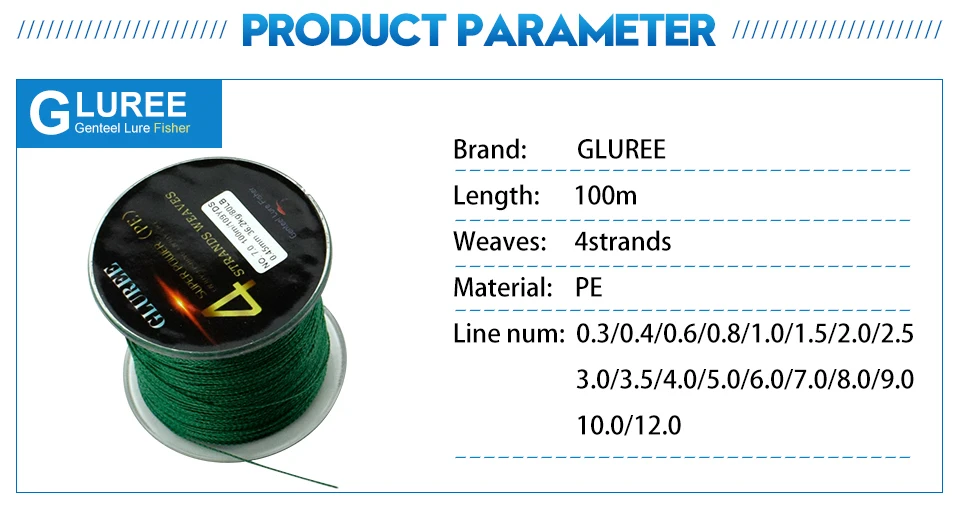 GLUREE Mainline4 подставки PE плетеная рыболовная линия 100 М 109 ярдов 8-150LB PE многонитевая плетеная проволока Плавная рыболовная леска