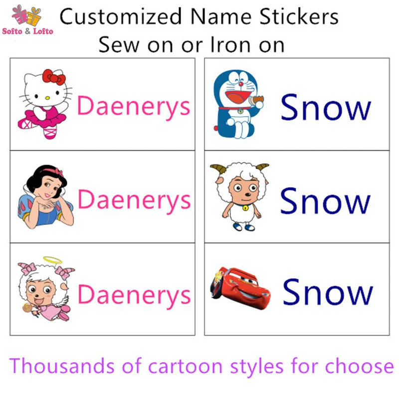 

Free shipping Cartoon Sew Iron on Cloth stickers Customize Kids Name water proof patch Kindergarten School Identify toddler gift