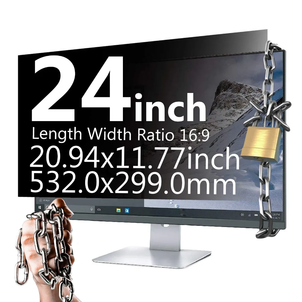 YOSON Screen Privacy Filters 24 inch 16:9 Privacy Screen Protector 220.94x11.77inch/532x299mm Anti-Glare Monitor Filter