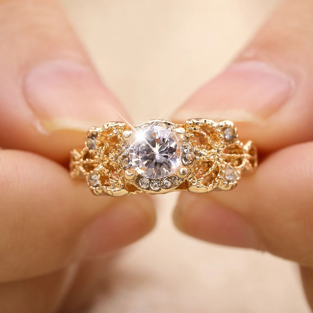 Модные женские обручальные кольца из розового золота с инкрустированным цирконием, обручальное кольцо с бантом, стразы, Женские Ювелирные изделия
