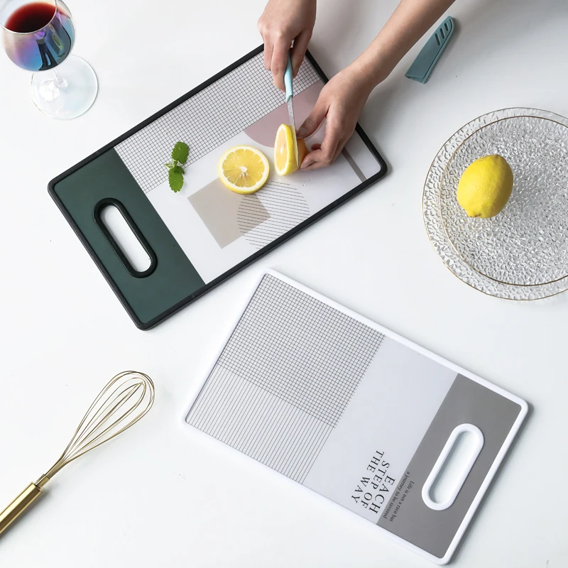 

Chic Kitchen Chopping Blocks Plastic Wooden Cutting Board Rectangle Hangable Geometry Durable Non-slip Kitchen Accessories 1PCS