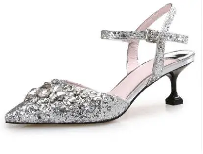 

Elegance Ladies Crystal Pointed Toe Shallow sequined Cloth Pumps Special Fashion strange Heels Shoes