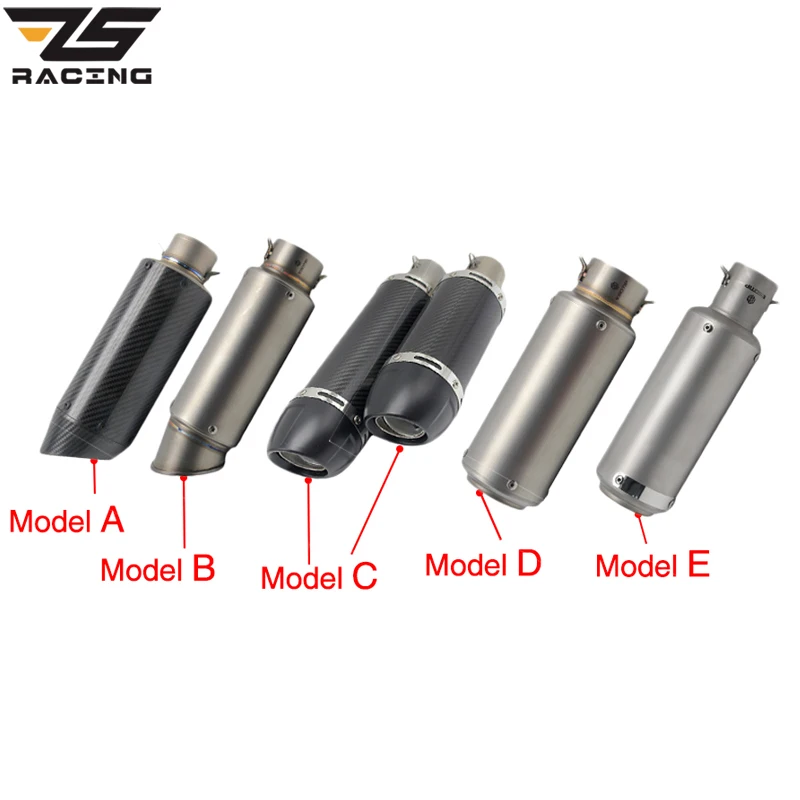 ZS Racing 51mm Motorcycle Exhaust Muffler SC GP Escape Exhaust Mufflers Carbon Fiber Exhaust Pipe For Z1000 Z750 Z800 NINJA250