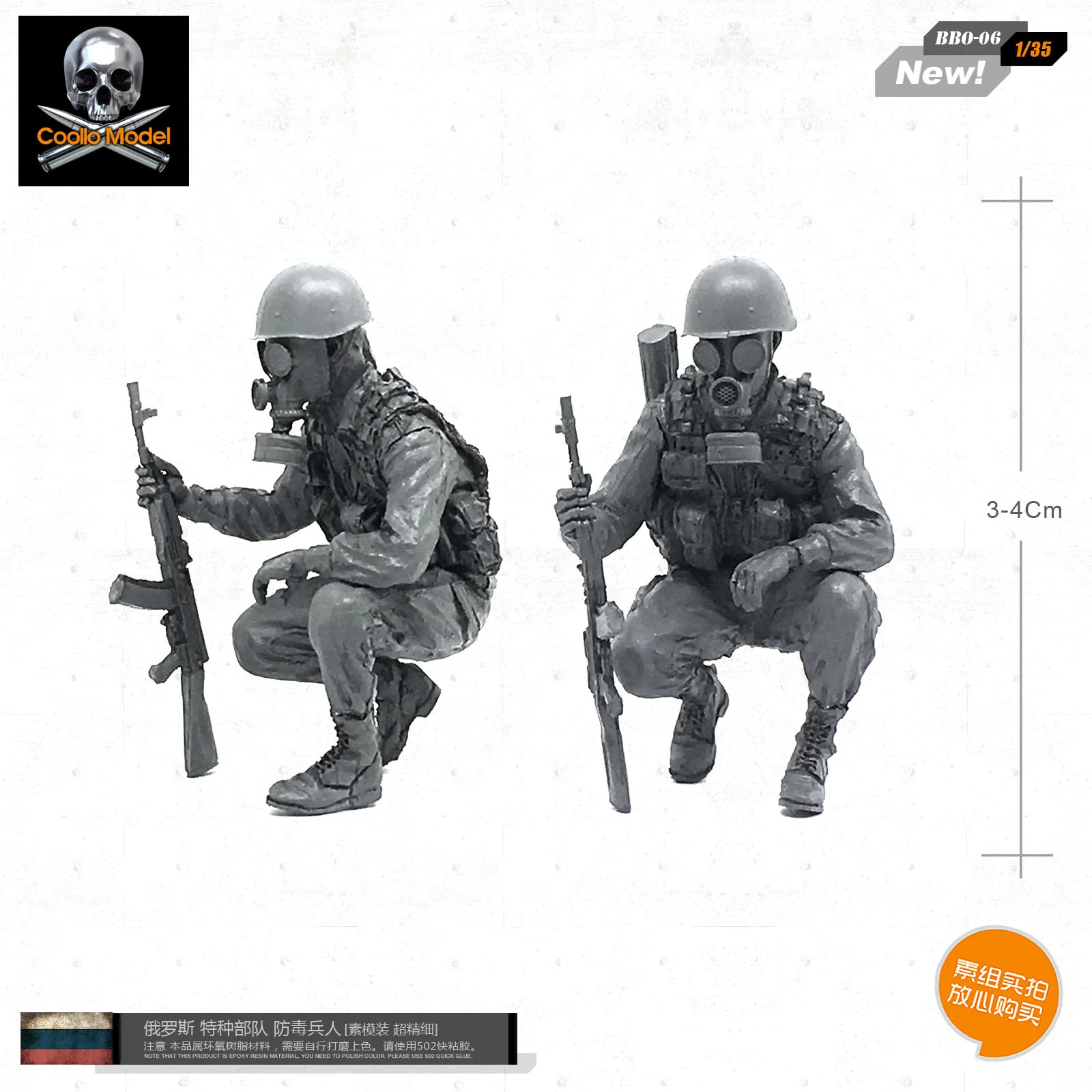 

1/35 Russian soldiers special forces anti-virus Russian military resin soldiers [plain mold super fine] BBO-06