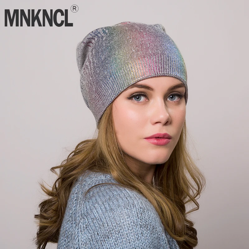 

Women's Winter Colorful Hat Knitted Wool Beanie Female Fashion Skullies Casual Outdoor Mask Ski Caps Thick Warm Hats for Women