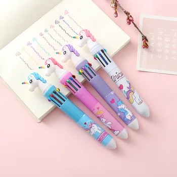 

1pc Cute 10 Colors Unicorn Dinosaur Cat-pad Ballpoint Pen Rainbow Kawaii Pink Cartoon Ball Pen For Kids Gift Creative Stationery