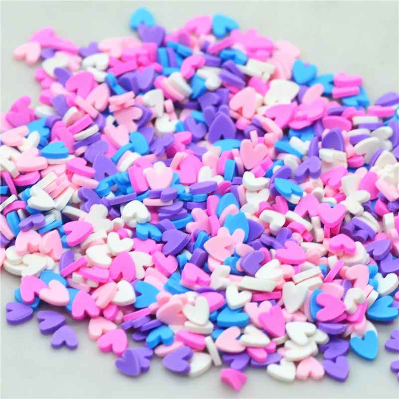 10gram 5mm P-W-B-P Mixed Colors Polymer Clay Heart Slice|Fimo Clay Scrapbooking Decorations|DIY Embellishments supplies