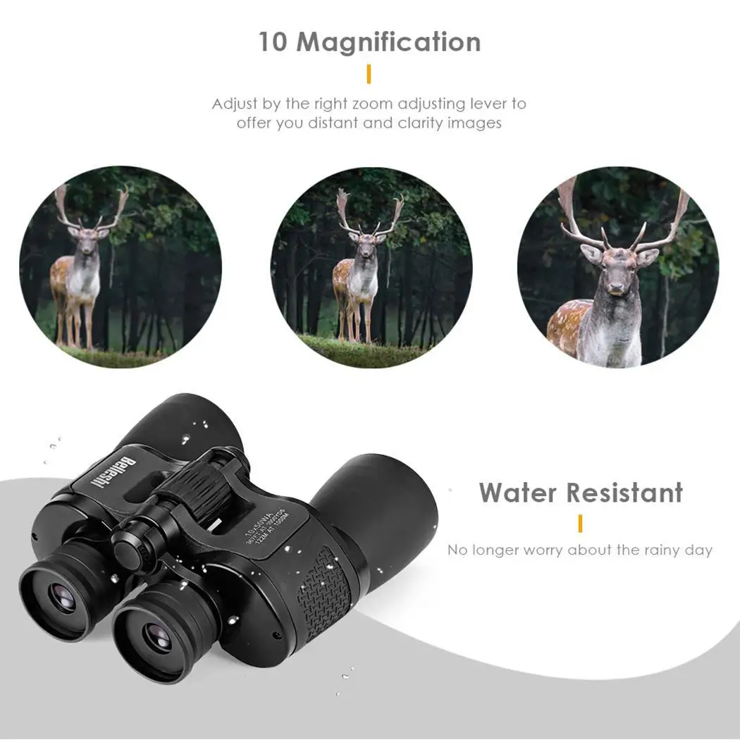 Бинокль 10x50 HD Vision широкоугольный Призма живой водостойкий складной 10X2,1 открытый для путешествий концерта