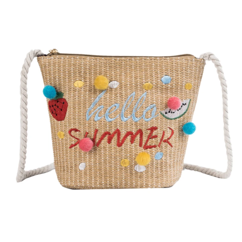 

Fashion Straw Women's Diagonal Bag Summer Wild Chain Beach Shoulder Bag Bohemian Female Small Round Woven Bag
