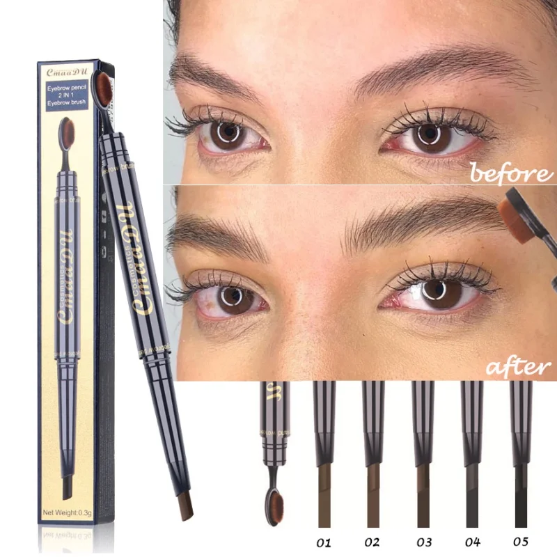 

1PC Toothbrush Double Head Eyebrow Pencil Waterproof Long Lasting Eye brow Pen with Brush Makeup Cosmetics
