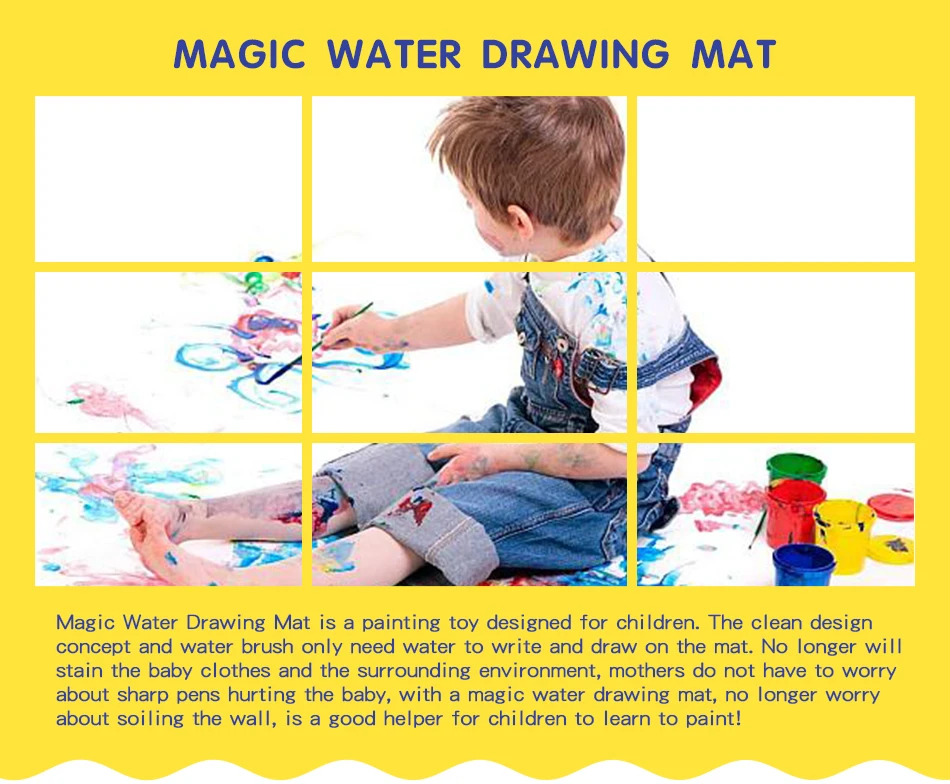 Волшебный набор игрушек для рисования водой, коврик для рисования, обучающая игрушка, коврик для раскраски 110*80 см, детский подарок, доска для рисования животных>