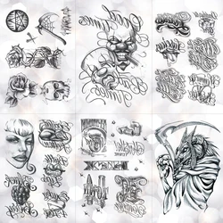 Sketch Curlicue Word Clown Mask Waterproof Temporary Tattoo Sticker Classic Old School Flash Tattoos Body Art Arm Fake Tatoo