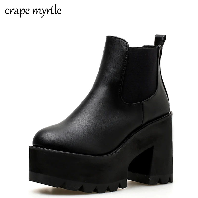 

high heels platform boots women fall shoes Thick Heel Ankle Boots for Women Winter Woman Shoes punk boots platform shoes YMA437