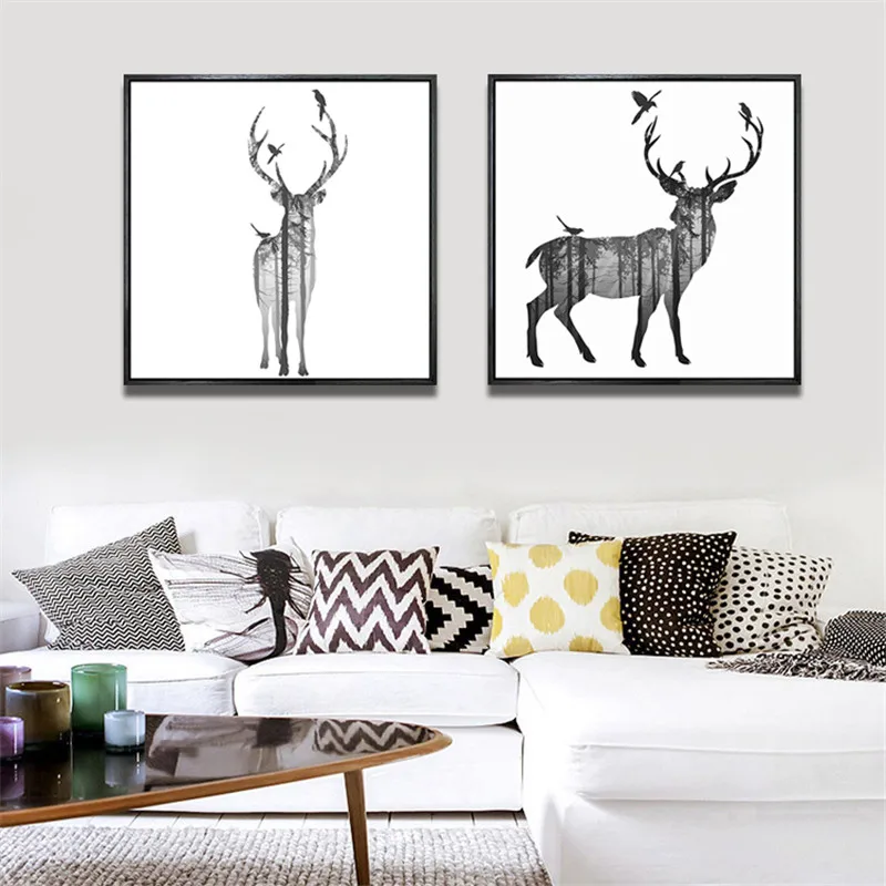 

YongHe Home Decorative Painting Artistic Elk Customizable Sizes Spray Painting wall deco Frameless ink Poster for Kids room