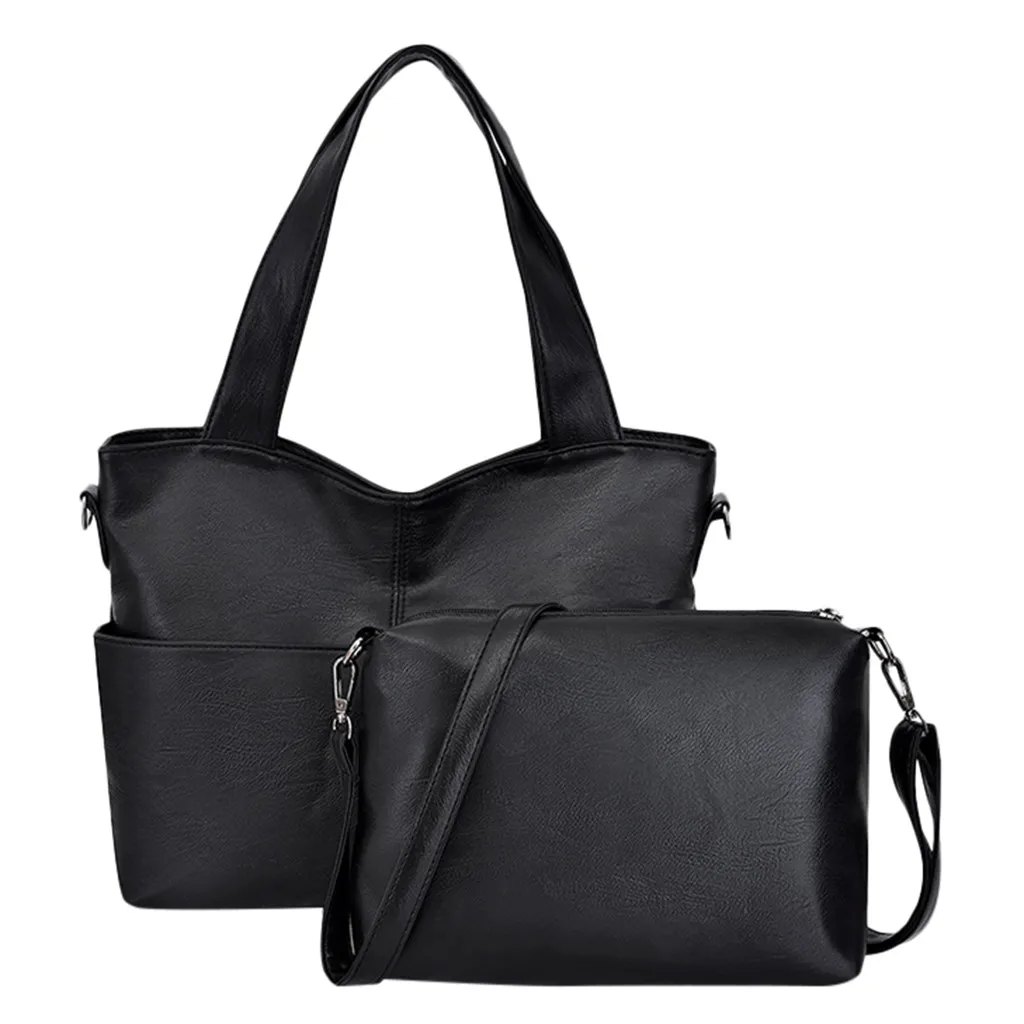 Кожаные сумки, большие женские сумки, высокое качество, повседневные женские сумки, одноцветные, Большая вместительная сумка на плечо, сумочка, May9 - Цвет: BK