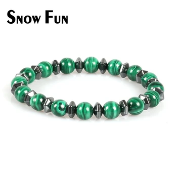 

Snow Fun Mysterious 8mm Malachite Beads Bracelet Jewelry with Hematite Spacers for Unisex