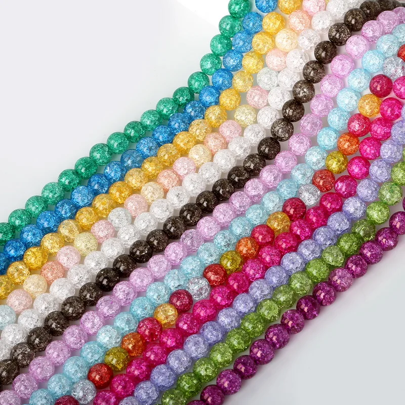 

DIY Bracelet 10mm Multi-Color Natural Cracked Crystal Round Beads 15.5inch/strand Handmake For Jewelry Making