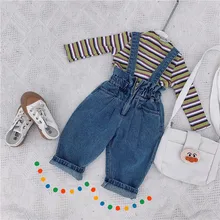 Джинсовый комбинезон для девочек, осенние джинсовые штаны для девочек 1-6 лет