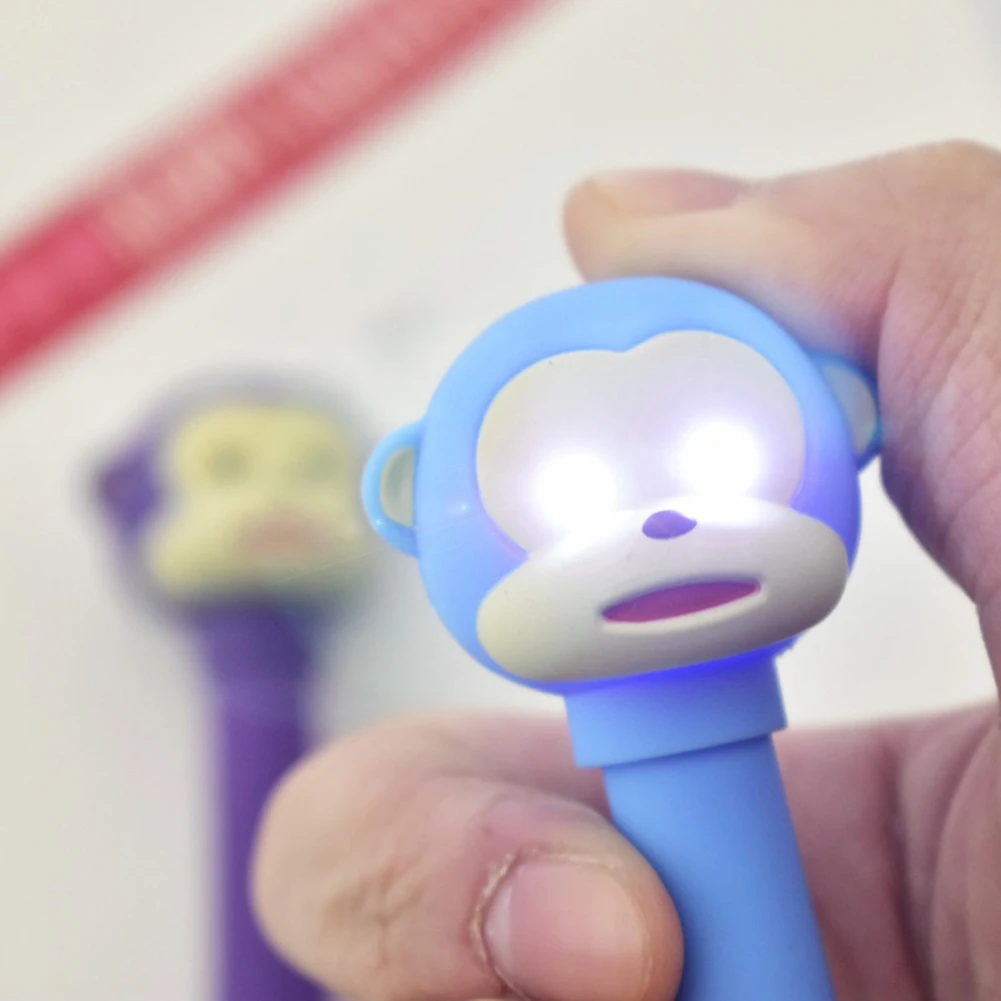 2018 Creative Monkey Owl Electronic Flashlight Pen Lights Stationery Office Kids Gift