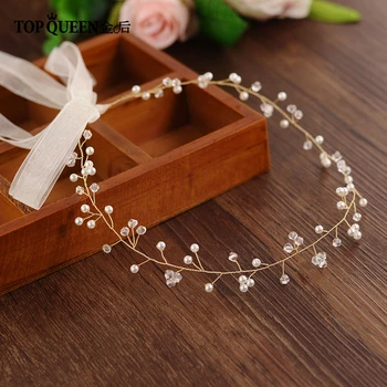 

TOPQUEEN HP97 Wedding Handmade Wedding Headband Pearls and Crystal Beaded Bridal Hairband Wedding Hair Jewelry Fast Shipping