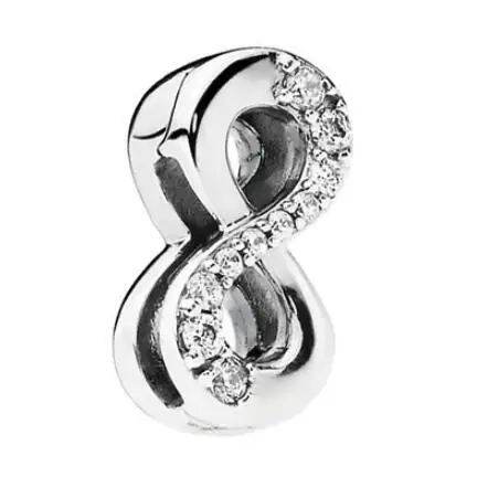 

925 Sterling Silver Bead Charm Reflexions Sparkling Infinity Clip With Crystal Beads Fit Pandora Bracelet & Bangle Diy Jewelry