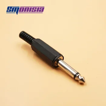 

Smonisia 100pcs 6.35mm Microphone Console Audio Plug Male Trs 1/4 Inches Mono Jack Audio Plug Connector Jack Adapter