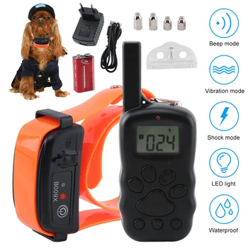 

300m Remote Dog Training Collar Electric Shock Vibration Collar Rechargeable Waterproof Dog Pet Training Devies with LCD Dispaly