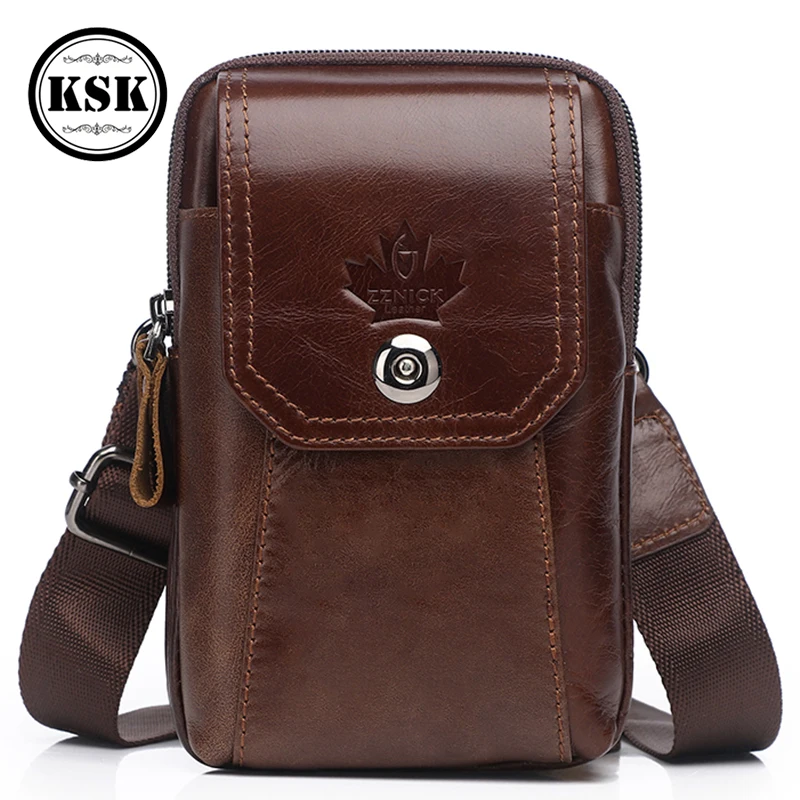 

Men's Genuine Leather Bag Messenger Bag Shoulder Handbag For Men Luxury Handbag 2019 Fashion Hasp Flap Male Cross body Bags KSK